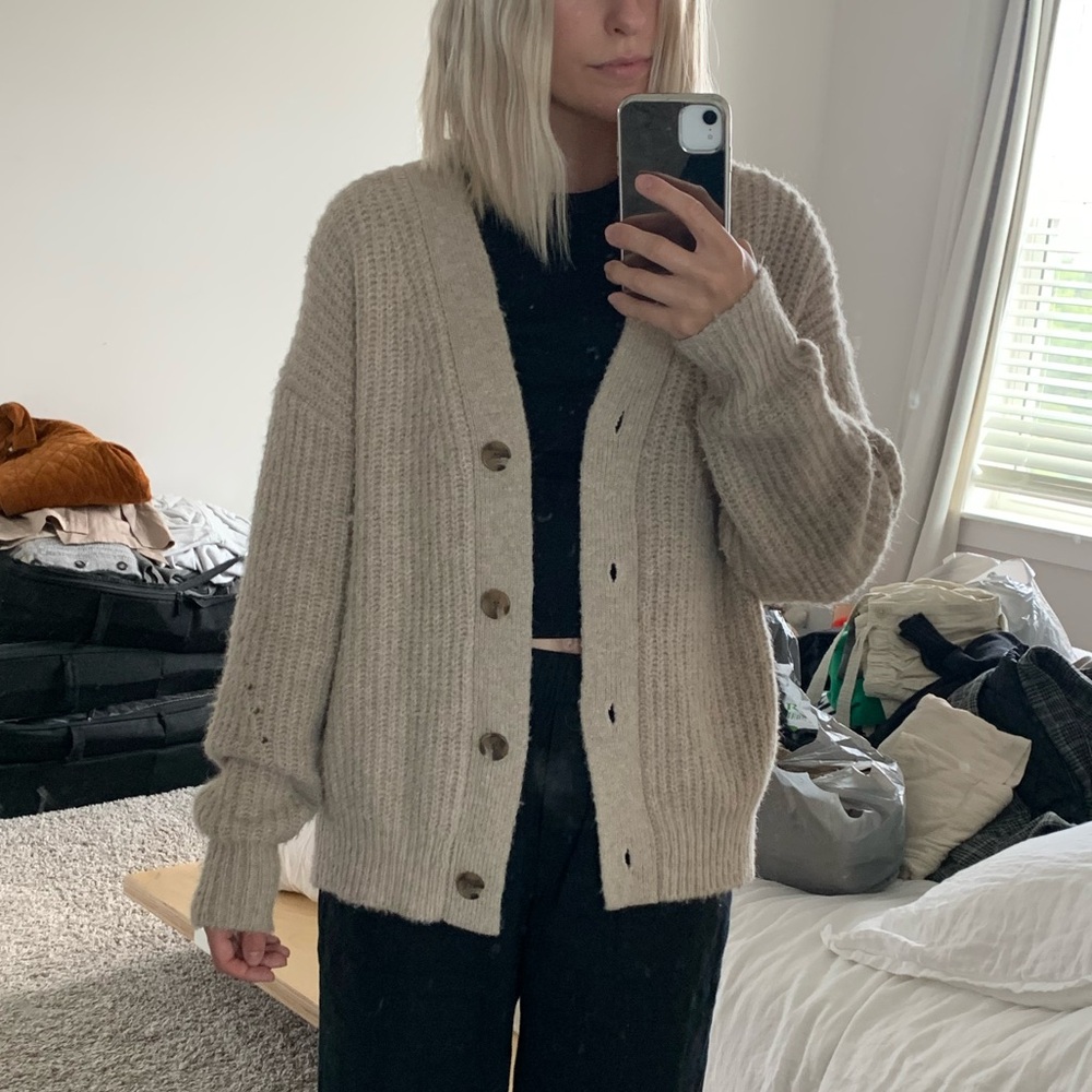 Cozy Beige Knit Cardigan